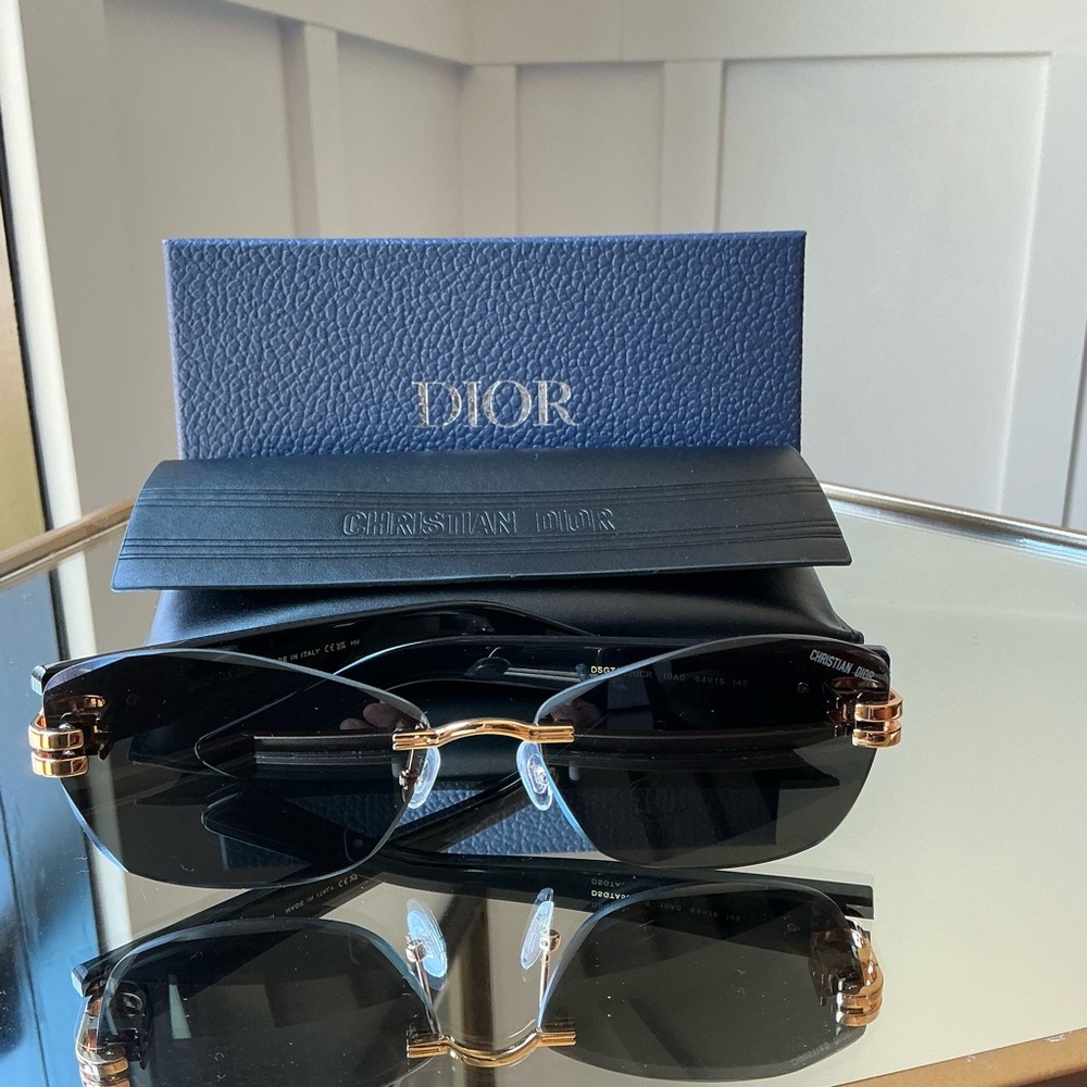 Dior Men's Black Sunglasses with Gold Hardware